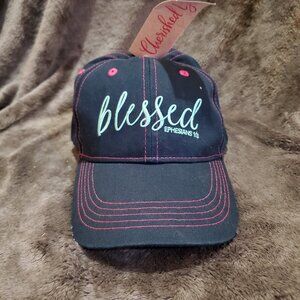 Cherished Girl "Blessed" Womens Baseball Cap Blue/Pink 100% Cotton